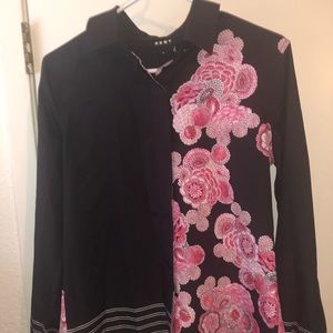 DKNYFloral Button Up Top